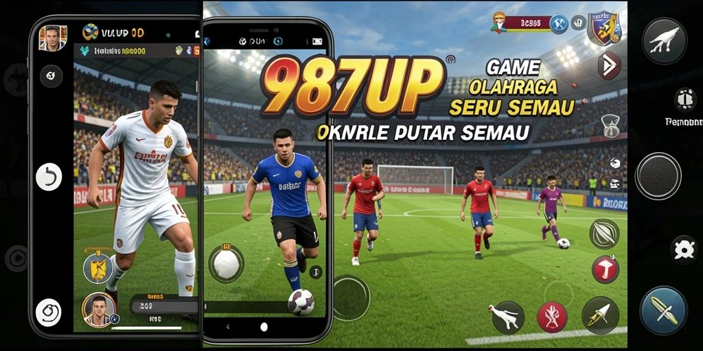 Tampilan gameplay seru dari 987UP yang menampilkan berbagai olahraga.