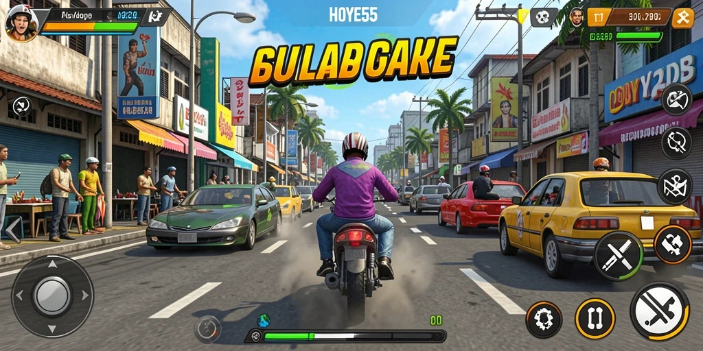 Screenshot gameplay HOYE55 menampilkan aksi balapan yang mendebarkan.
