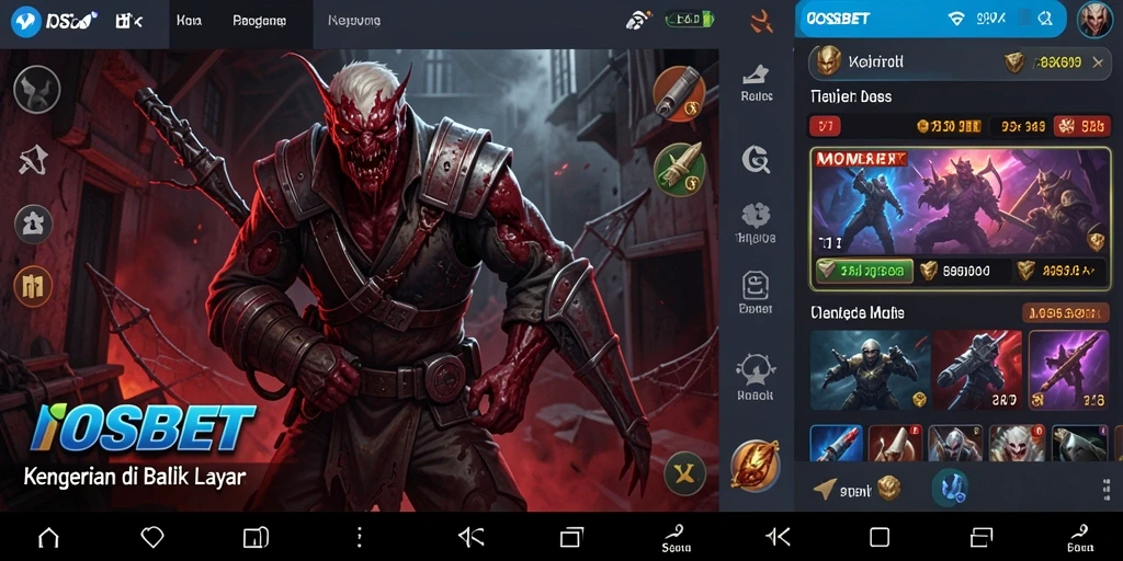 Tampilan gameplay menakutkan di IOSBET dengan suasana gelap yang intens.