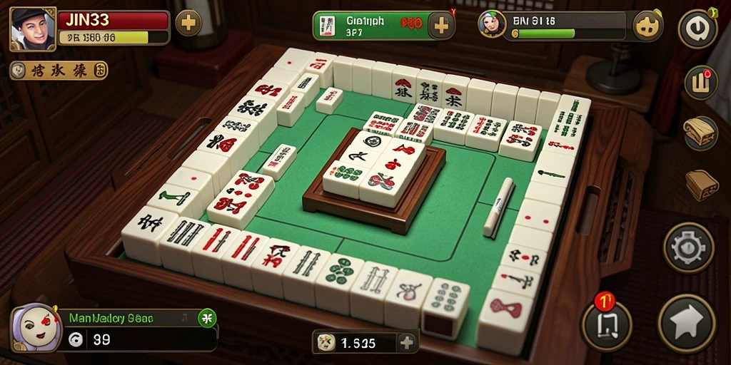 Screenshot gameplay JIN33 menampilkan ubin Mahjong yang menarik dan tantangan yang seru.
