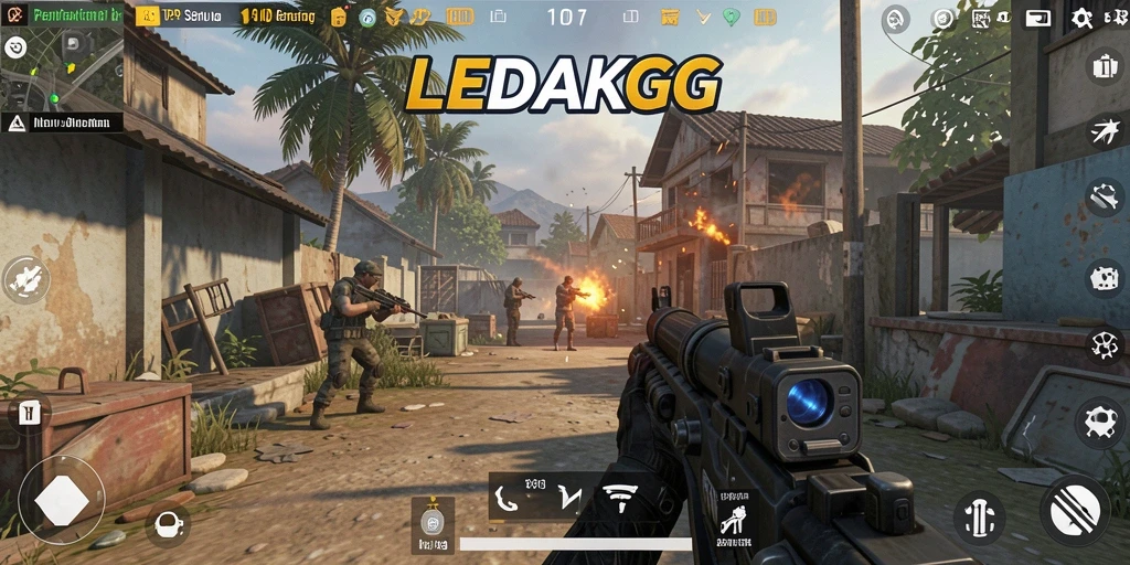 Tampilan gameplay LEDAKGG yang mendebarkan dalam pertempuran TPS.