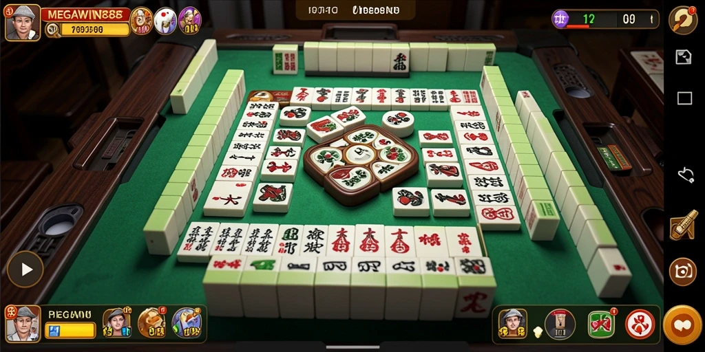 Tampilan gameplay seru dari MEGAWIN888 saat menyusun ubin Mahjong.