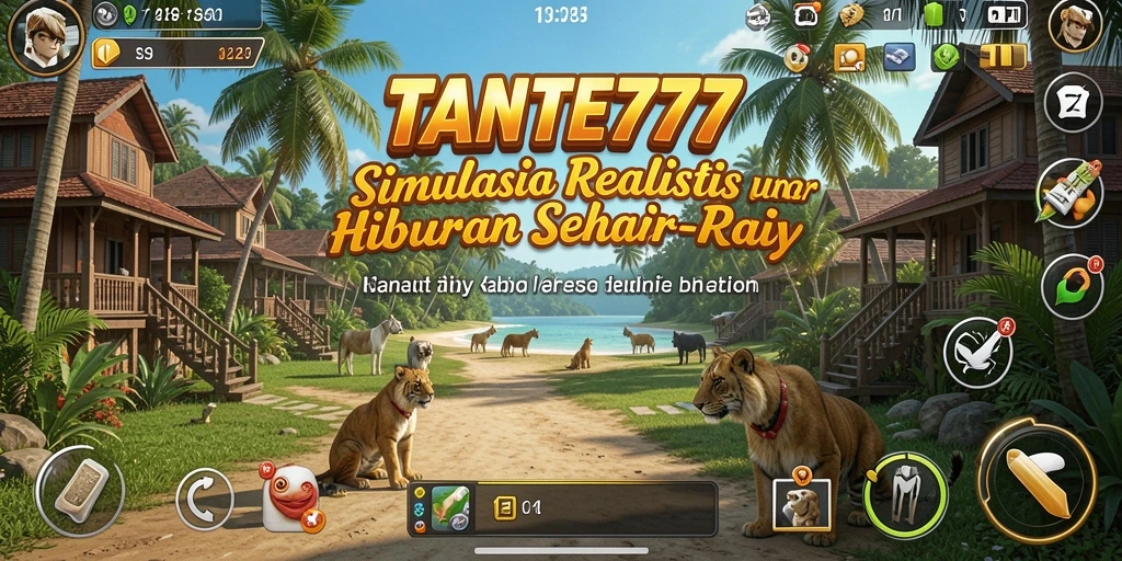 Screenshot utama TANTE777 menampilkan interaksi gameplay dalam simulasi yang mendalam.