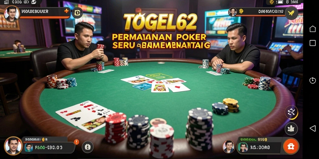 Tampilan gameplay seru di TOGEL62 yang menampilkan aksi poker nyata.