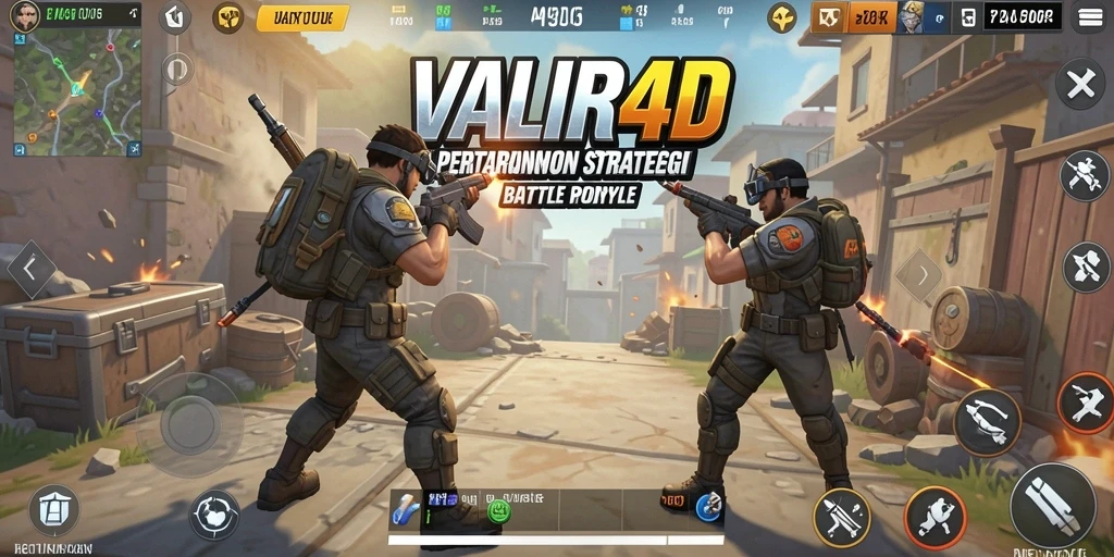 Screenshot VALIR4D menampilkan aksi seru di medan perang Battle Royale.