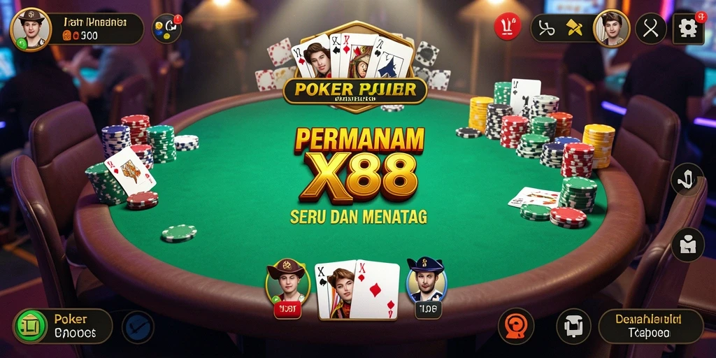 Tampilan gameplay Poker yang menegangkan dan interaktif di X88.