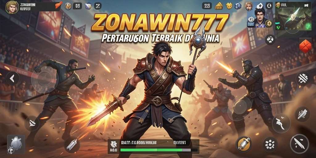 Gameplay mendebarkan ZONAWIN777 di arena pertempuran yang luas.